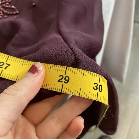 Catherines Burgundy Beaded Sheer Open Front Kimono Evening Cardigan Size 30 - Picture 4 of 11